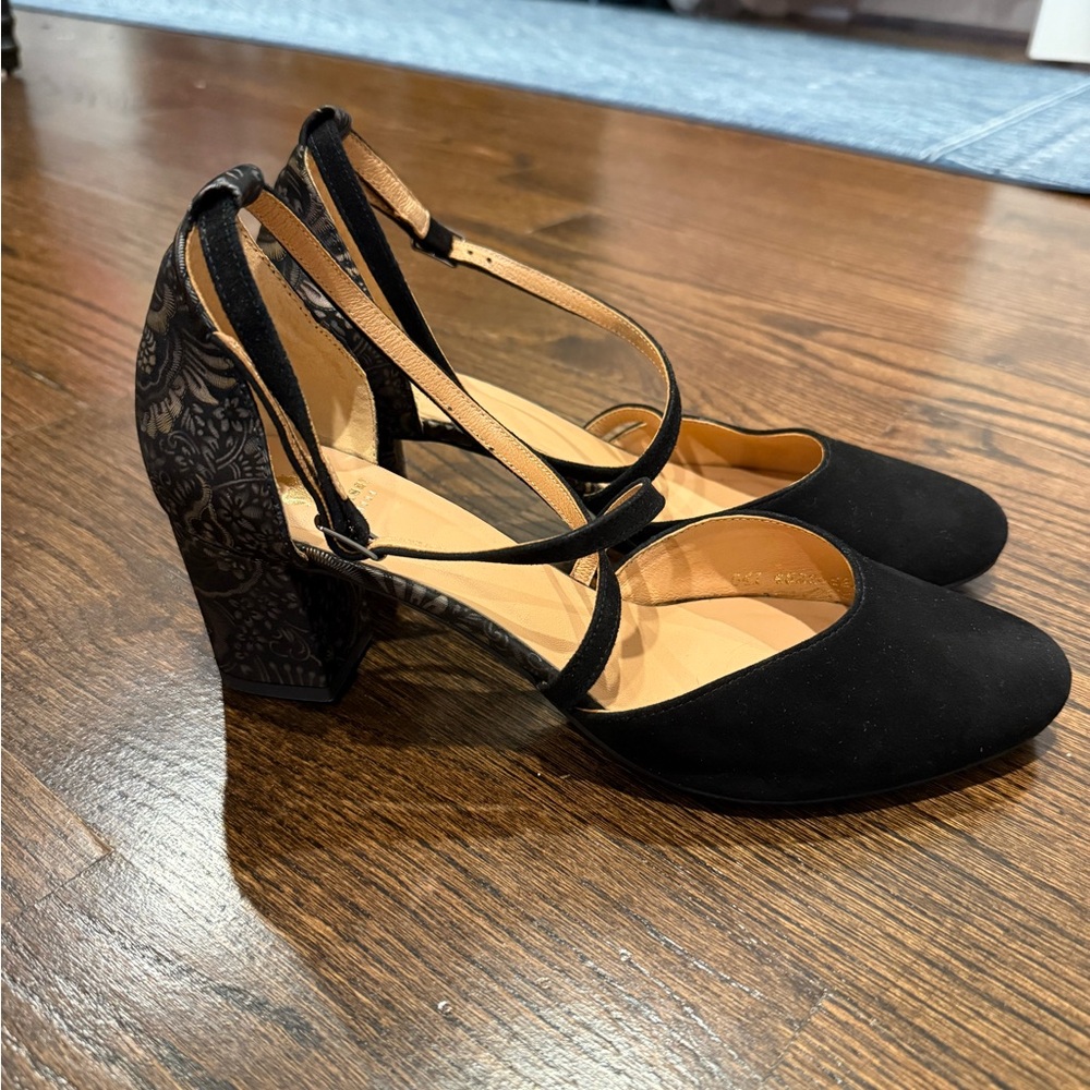 Embassy London Dannii Black & Gold Feather Heels US Size 10 - Picture 2 of 7